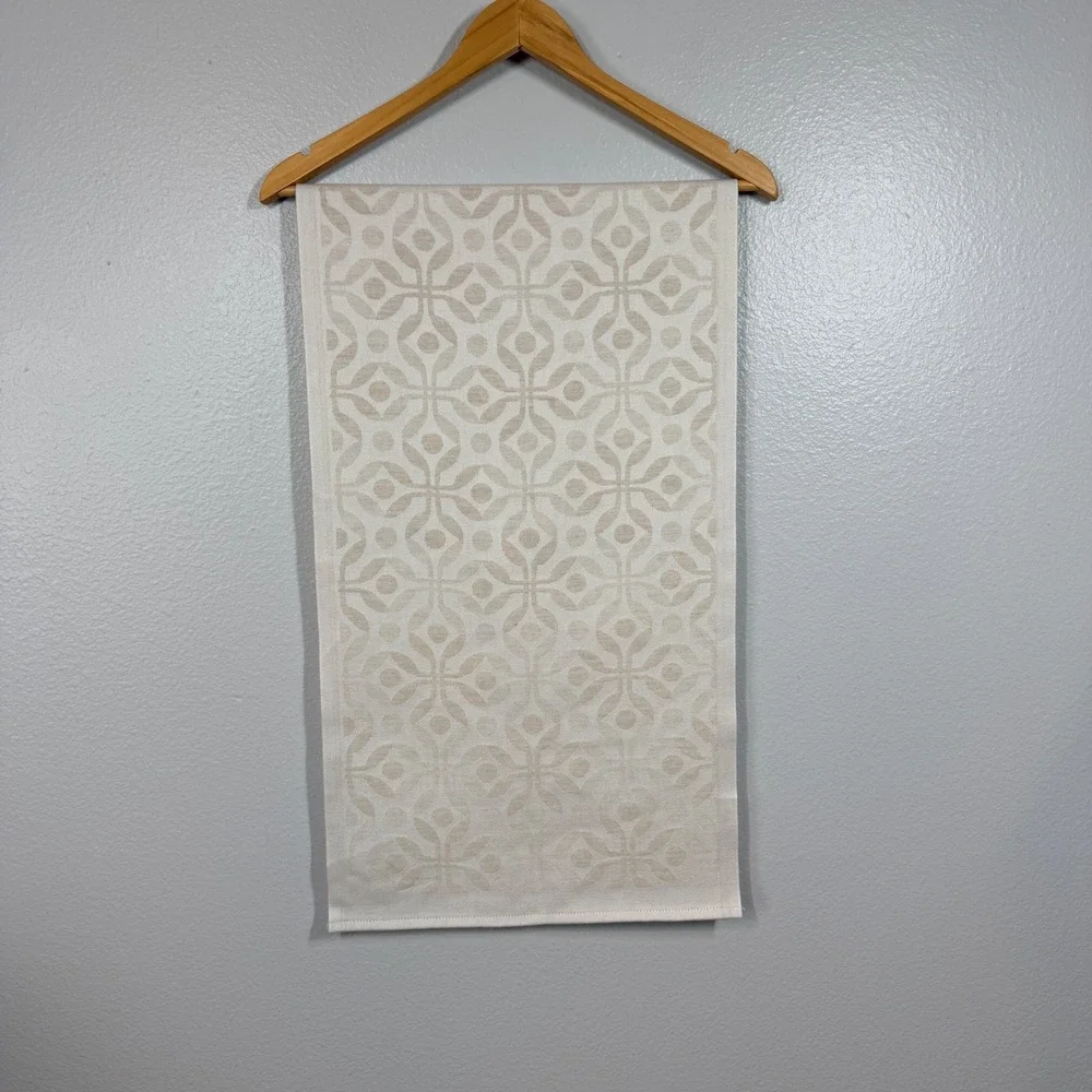 Ekelund Table Runner 14x52 Beige Geometric Master Weavers Swedish Cotton